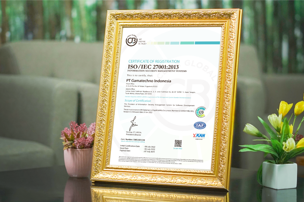 PT Gamatechno Indonesia berhasil mempertahankan Sertifikasi ISO/IEC 27001:2013